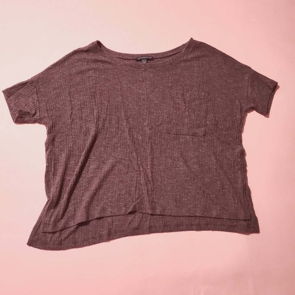American Eagle Outfitters Dark Pulb Super Soft Cozy Cropped Knit Top - Picture 1 of 5